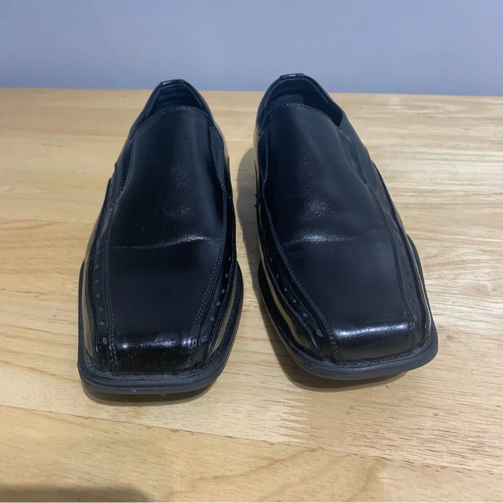 Kids Stacy Adams Danton‎ Bicycle Toe Slip On Loafer Dress Shoes Black Size 6M